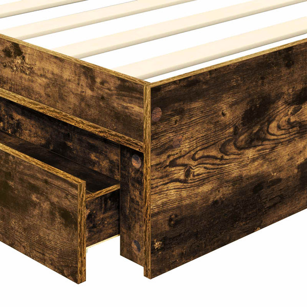 vidaXL Storage Bed Smoked Oak 70 x 190 cm Engineered Wood