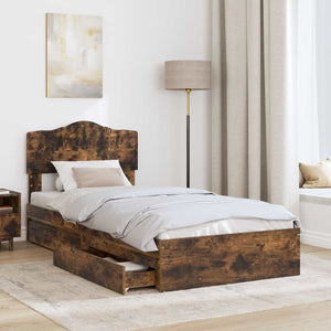 vidaXL Storage Bed Smoked Oak 70 x 190 cm Engineered Wood