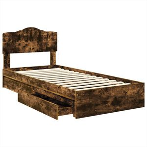 vidaXL Storage Bed Smoked Oak 70 x 190 cm Engineered Wood