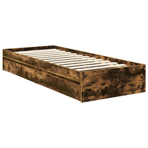 vidaXL Storage Bed Smoked Oak 70 x 190 cm Engineered Wood
