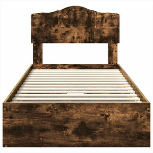 vidaXL Storage Bed Smoked Oak 70 x 190 cm Engineered Wood