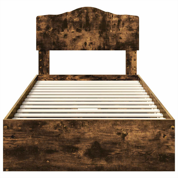 vidaXL Storage Bed Smoked Oak 70 x 190 cm Engineered Wood