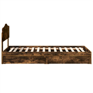 vidaXL Storage Bed Smoked Oak 70 x 190 cm Engineered Wood