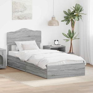 vidaXL Storage Bed Sonoma Grey 70 x 190 cm Engineered Wood