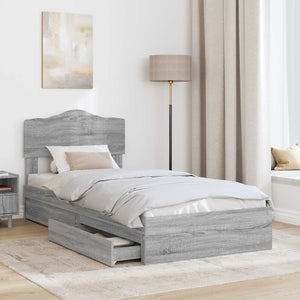 vidaXL Storage Bed Sonoma Grey 70 x 190 cm Engineered Wood