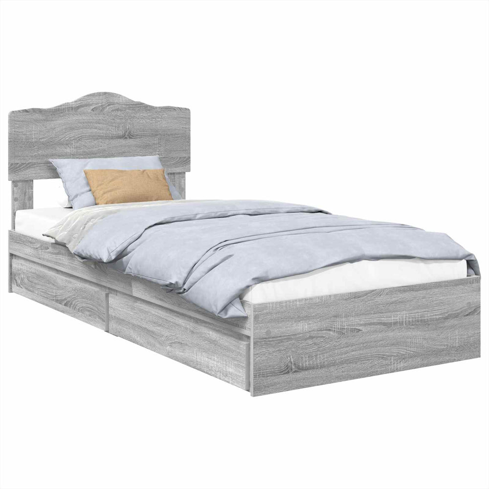vidaXL Storage Bed Sonoma Grey 70 x 190 cm Engineered Wood