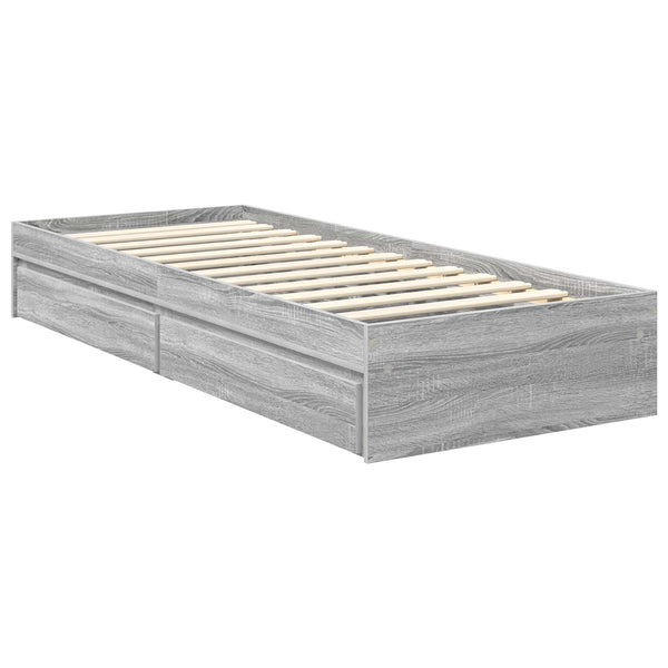 vidaXL Storage Bed Sonoma Grey 70 x 190 cm Engineered Wood