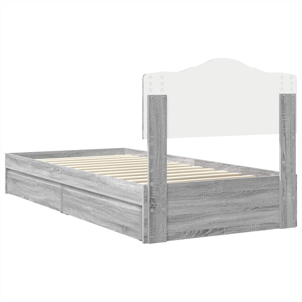 vidaXL Storage Bed Sonoma Grey 70 x 190 cm Engineered Wood