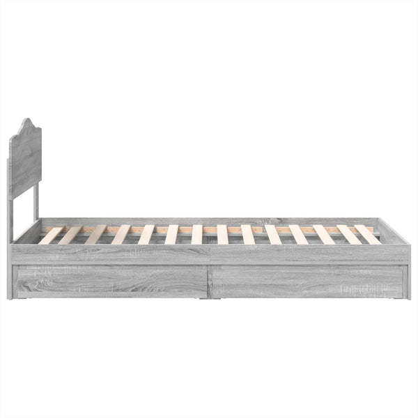 vidaXL Storage Bed Sonoma Grey 70 x 190 cm Engineered Wood