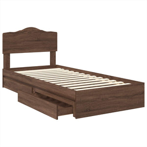 vidaXL Storage Bed Brown Oak-Effect 70 x 190 cm Engineered Wood
