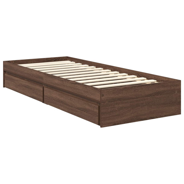 vidaXL Storage Bed Brown Oak-Effect 70 x 190 cm Engineered Wood