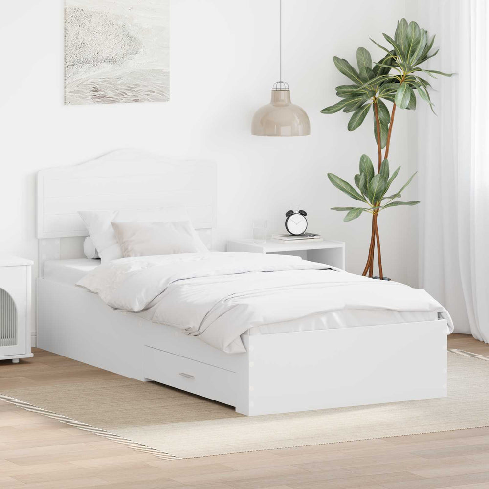 vidaXL Bed Frame with Headboard White 70 x 190 cm Engineered Wood