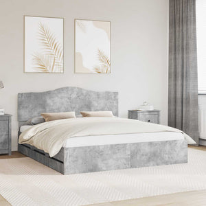 vidaXL Bed Frame with Headboard Concrete Gray 180 x 200 cm Engineered Wood