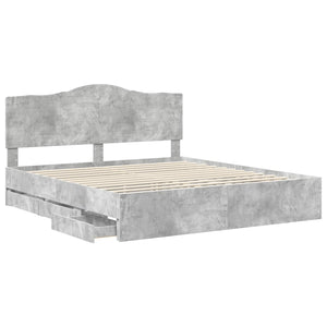 vidaXL Bed Frame with Headboard Concrete Gray 180 x 200 cm Engineered Wood