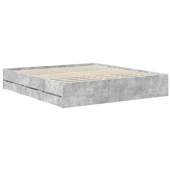 vidaXL Bed Frame with Headboard Concrete Gray 180 x 200 cm Engineered Wood