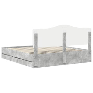 vidaXL Bed Frame with Headboard Concrete Gray 180 x 200 cm Engineered Wood