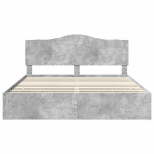 vidaXL Bed Frame with Headboard Concrete Gray 180 x 200 cm Engineered Wood