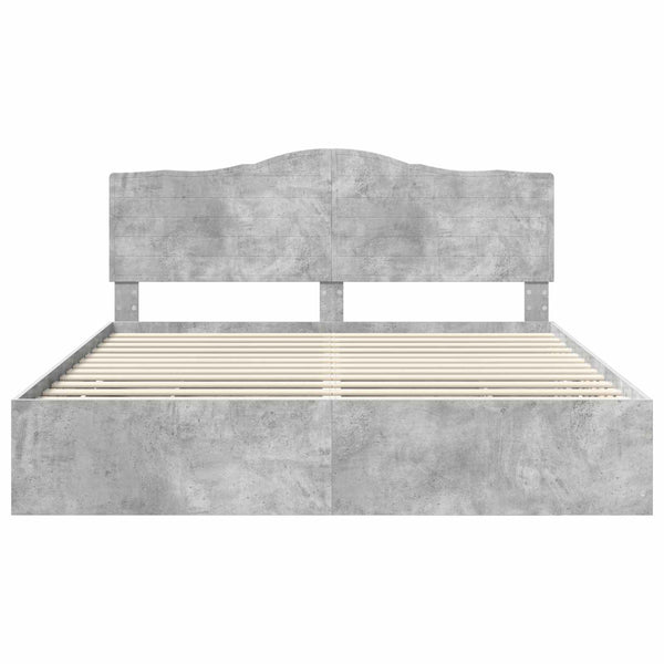vidaXL Bed Frame with Headboard Concrete Gray 180 x 200 cm Engineered Wood