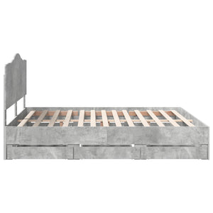 vidaXL Bed Frame with Headboard Concrete Gray 180 x 200 cm Engineered Wood