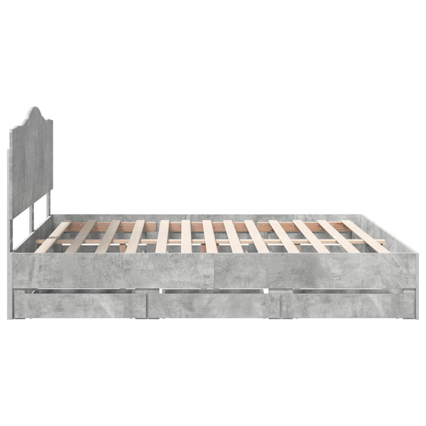 vidaXL Bed Frame with Headboard Concrete Gray 180 x 200 cm Engineered Wood