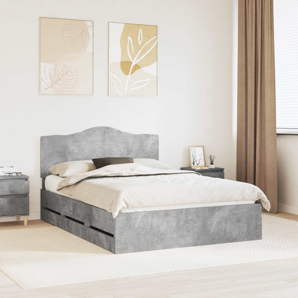vidaXL Bed Frame with Headboard Concrete Gray 160 x 200 cm Engineered Wood