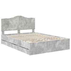vidaXL Bed Frame with Headboard Concrete Grey 150 x 200 cm Engineered Wood