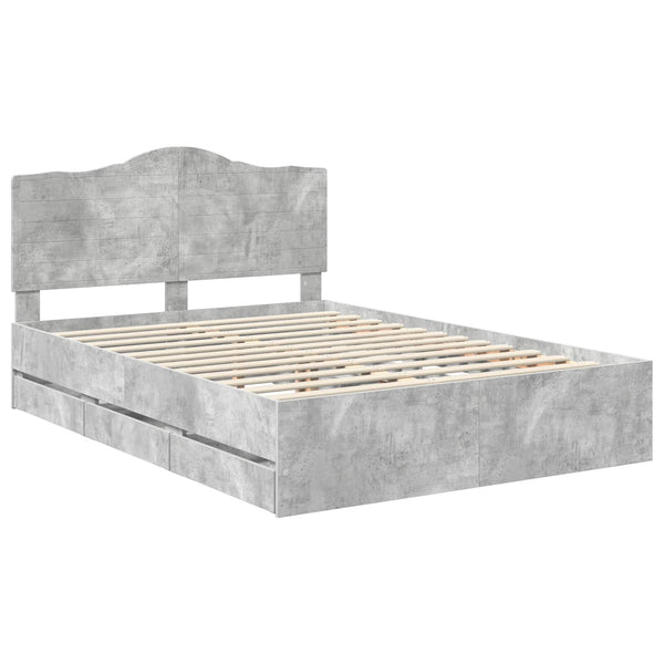 vidaXL Bed Frame with Headboard Concrete Grey 150 x 200 cm Engineered Wood
