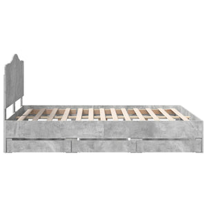 vidaXL Bed Frame with Headboard Concrete Grey 150 x 200 cm Engineered Wood