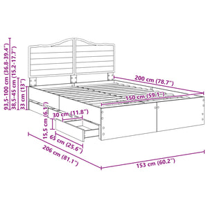 vidaXL Bed Frame with Headboard Concrete Grey 150 x 200 cm Engineered Wood