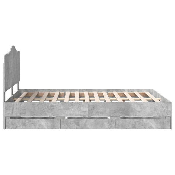 vidaXL Bed Frame with Headboard Concrete Grey 140 x 200 cm Engineered Wood