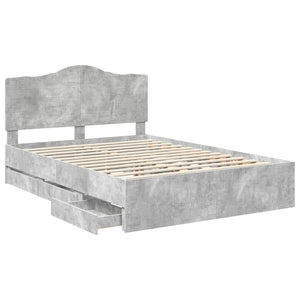 vidaXL Bed Frame with Headboard Concrete Grey 140 x 190 cm Engineered Wood