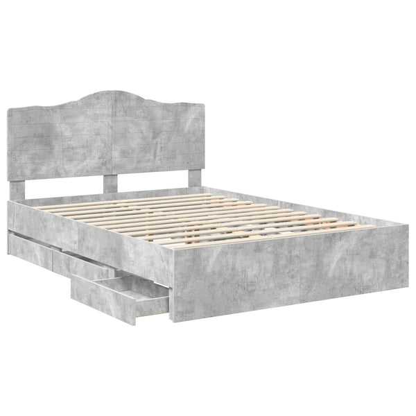 vidaXL Bed Frame with Headboard Concrete Grey 140 x 190 cm Engineered Wood