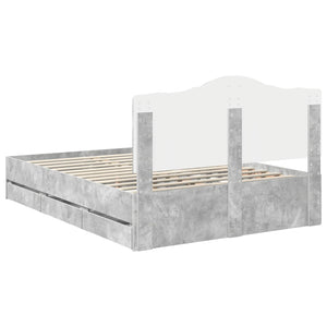 vidaXL Bed Frame with Headboard Concrete Grey 140 x 190 cm Engineered Wood