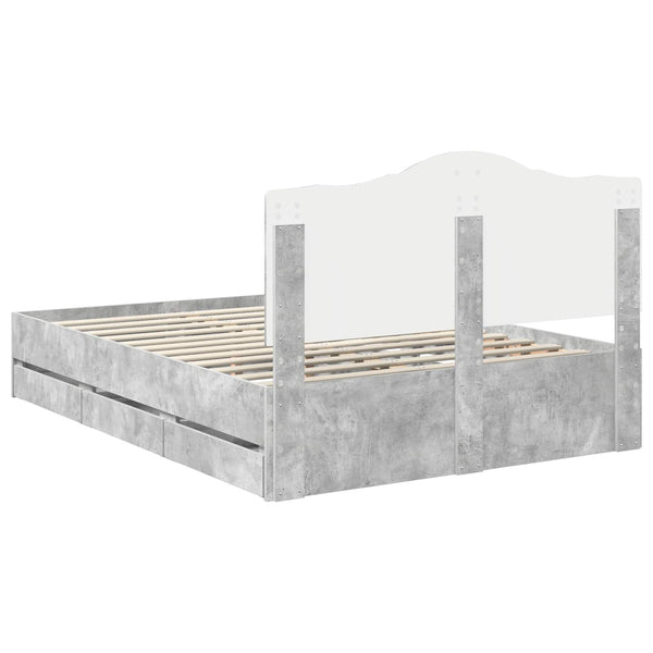 vidaXL Bed Frame with Headboard Concrete Grey 140 x 190 cm Engineered Wood