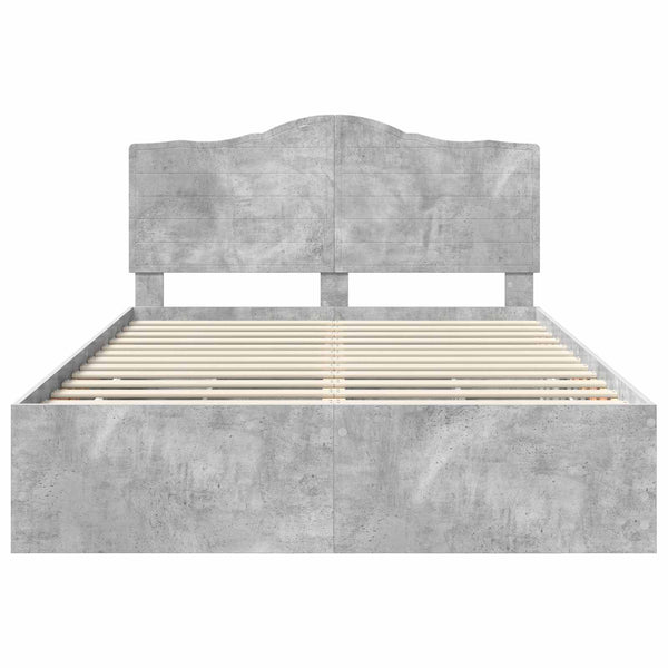vidaXL Bed Frame with Headboard Concrete Grey 140 x 190 cm Engineered Wood
