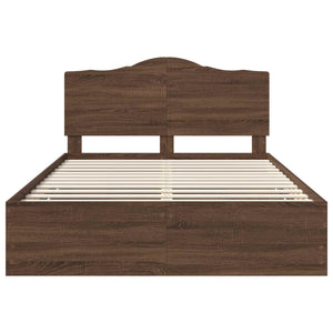 vidaXL Bed Frame with Headboard Brown Oak 140 x 190 cm Engineered Wood