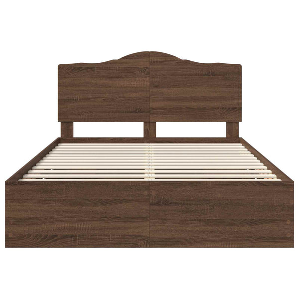 vidaXL Bed Frame with Headboard Brown Oak 140 x 190 cm Engineered Wood