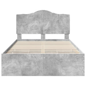 vidaXL Bed Frame with Headboard Concrete Grey 135 x 190 cm Engineered Wood