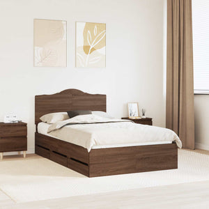 vidaXL Bed Frame with Headboard Sonoma Oak 135 x 190 cm Engineered Wood