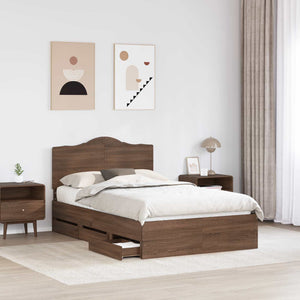 vidaXL Bed Frame with Headboard Sonoma Oak 135 x 190 cm Engineered Wood