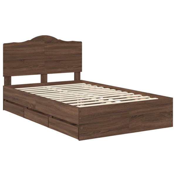 vidaXL Bed Frame with Headboard Sonoma Oak 135 x 190 cm Engineered Wood
