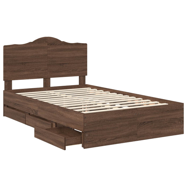 vidaXL Bed Frame with Headboard Sonoma Oak 135 x 190 cm Engineered Wood