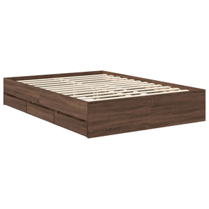 vidaXL Bed Frame with Headboard Sonoma Oak 135 x 190 cm Engineered Wood