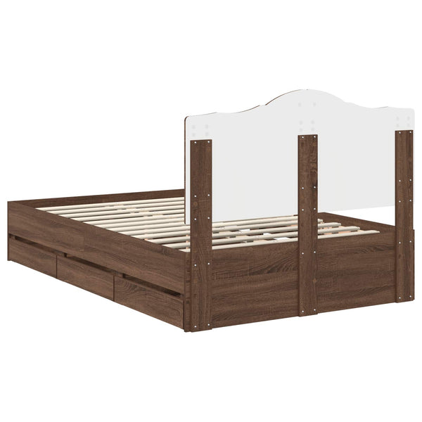 vidaXL Bed Frame with Headboard Sonoma Oak 135 x 190 cm Engineered Wood