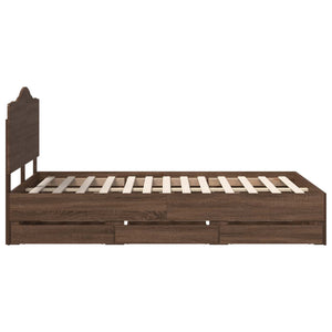 vidaXL Bed Frame with Headboard Sonoma Oak 135 x 190 cm Engineered Wood