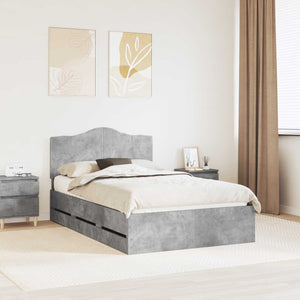 vidaXL Bed Frame with Headboard Concrete Gray 120 x 190 cm Engineered Wood