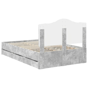 vidaXL Bed Frame with Headboard Concrete Gray 120 x 190 cm Engineered Wood