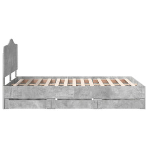 vidaXL Bed Frame with Headboard Concrete Gray 120 x 190 cm Engineered Wood