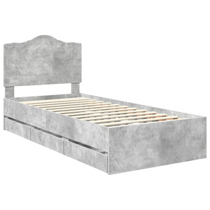 vidaXL Bed Frame with Drawers Concrete Grey 75 x 190 cm Engineered Wood