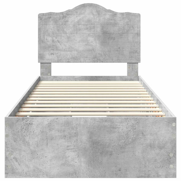 vidaXL Bed Frame with Drawers Concrete Grey 75 x 190 cm Engineered Wood